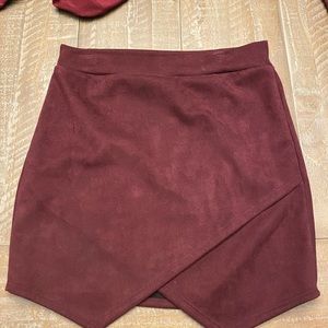 Dark purple suede envelop skirt
